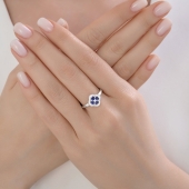 Кольцо из серебра с сапфирами и фианитами