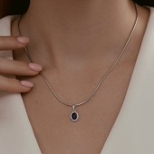 Подвеска из серебра с сапфировым корундом и фианитами