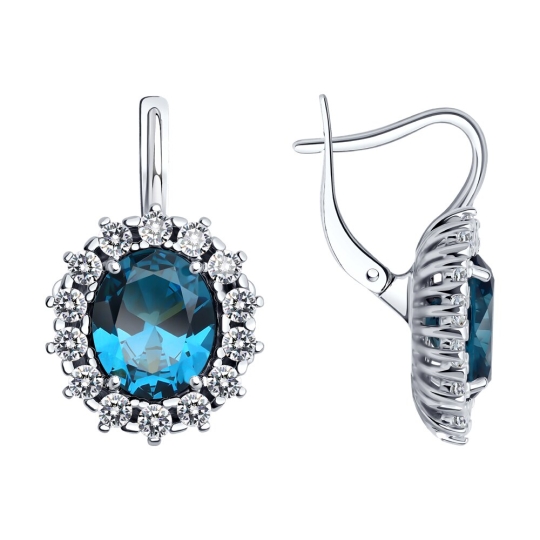 Серьги из серебра с фианитами