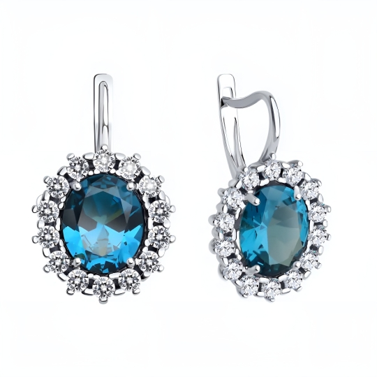 Серьги из серебра с фианитами