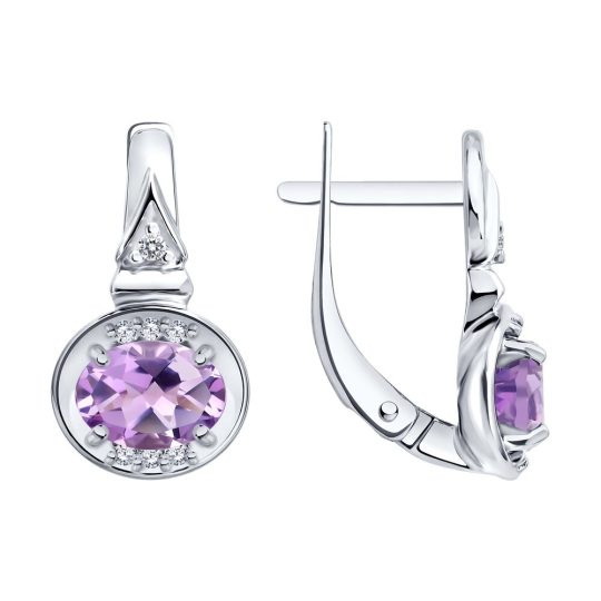 Серьги из серебра с фианитами