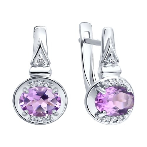 Серьги из серебра с фианитами