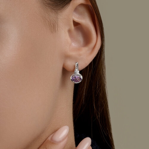 Серьги из серебра с фианитами