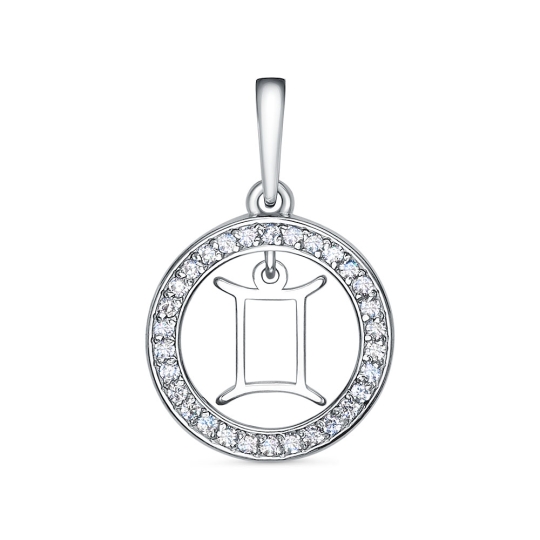 Подвеска из серебра с фианитами "Рыбы"