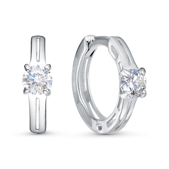 Серьги-эльфы из серебра с фианитами