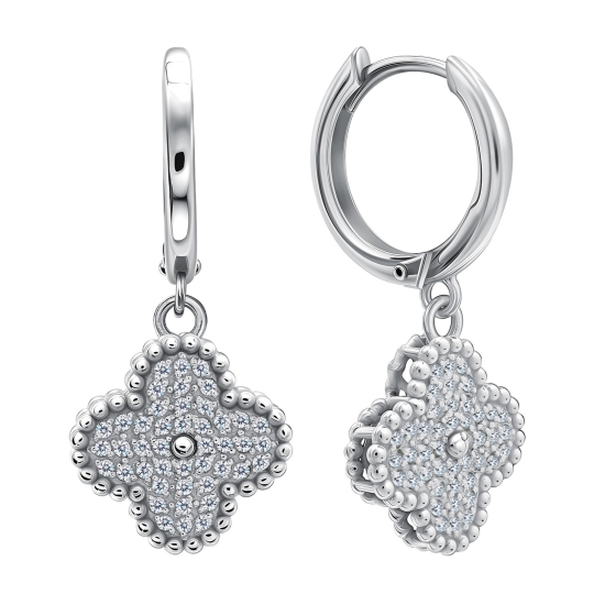 Серьги из серебра с ювелирными кристаллами