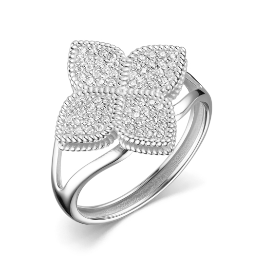 Кольцо из серебра с гранатом и фианитами