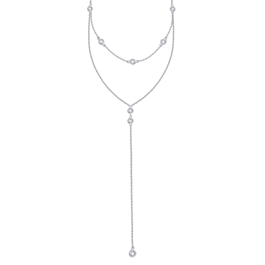 Колье из серебра с жемчугом, эмалью и фианитом