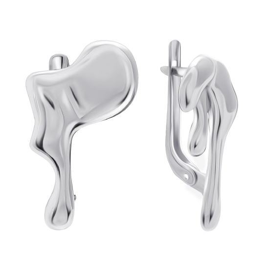 Одиночная серьга из серебра с фианитами