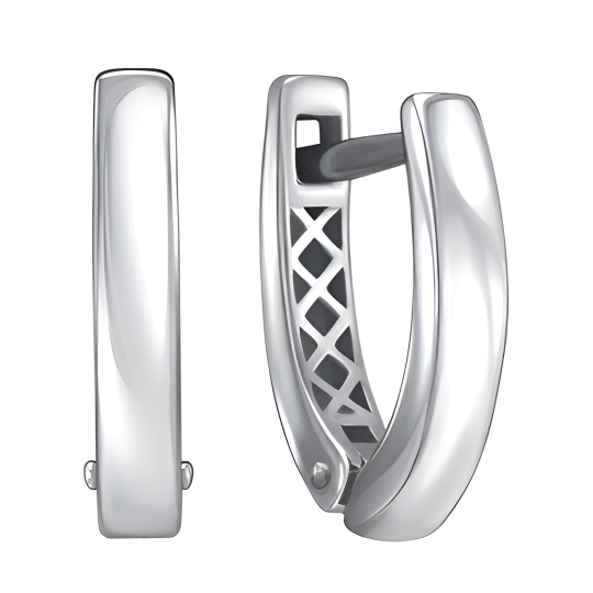 Одиночная серьга из серебра с фианитами