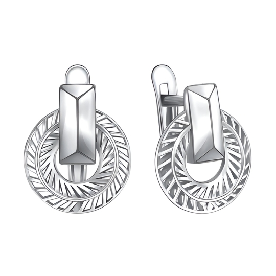 Серьги из серебра с топазами и фианитами