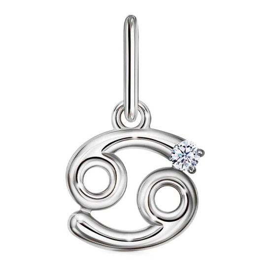 Подвеска из серебра с фианитом "Знак зодиака Овен"