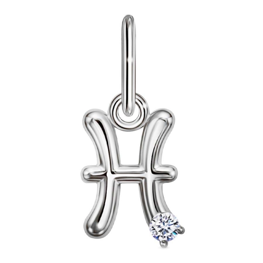 Подвеска из серебра с фианитом "Знак зодиака Овен"