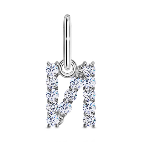 Подвеска-буква из серебра с фианитами "Р"