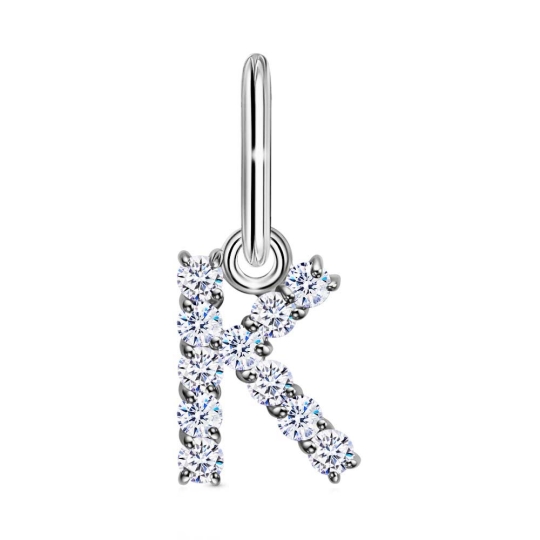 Подвеска-буква из серебра с фианитами "Р"