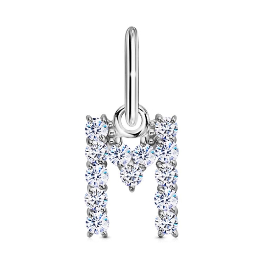 Подвеска-буква из серебра с фианитами "Р"