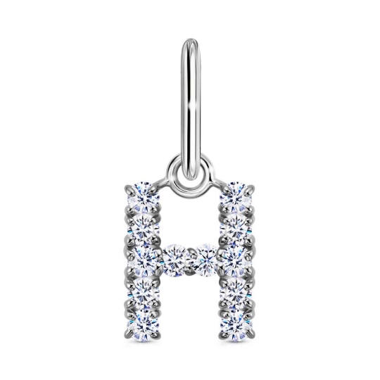 Подвеска-буква из серебра с фианитами "Р"