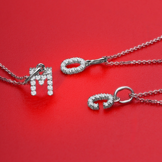 Подвеска-буква из серебра с фианитами "Р"