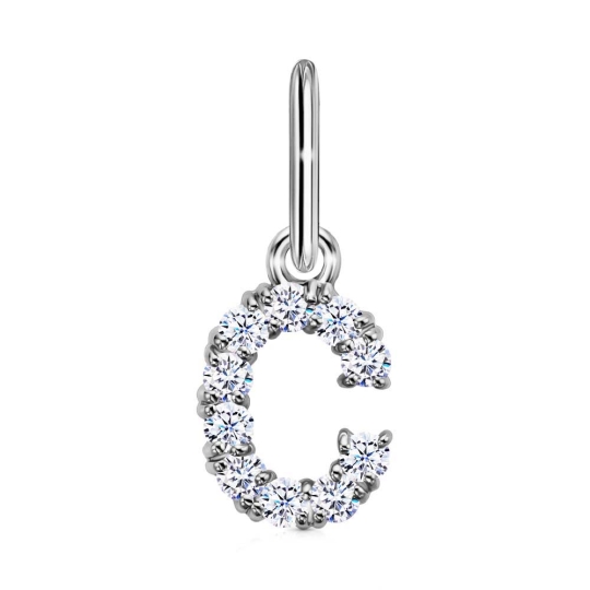 Подвеска-буква из серебра с фианитами "Р"