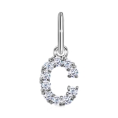 Подвеска-буква из серебра с фианитами 