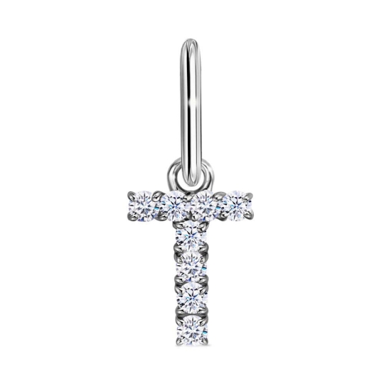 Подвеска-буква из серебра с фианитами "Р"