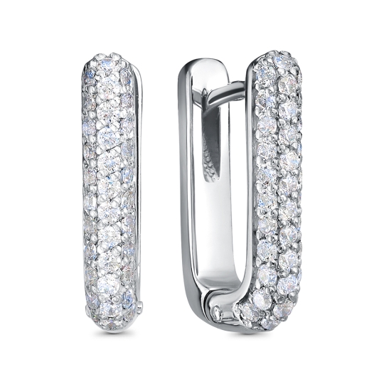 Серьги пусеты из серебра с бриллиантами