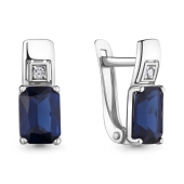 Серьги из серебра с наносапфирами и фианитами 