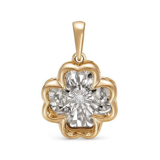 Подвеска из золота с сапфировым корундом и фианитами