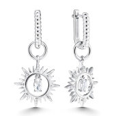 Серьги-трансформеры из серебра с фианитами