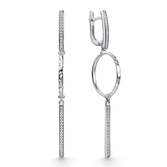 Серьги из серебра с фианитами