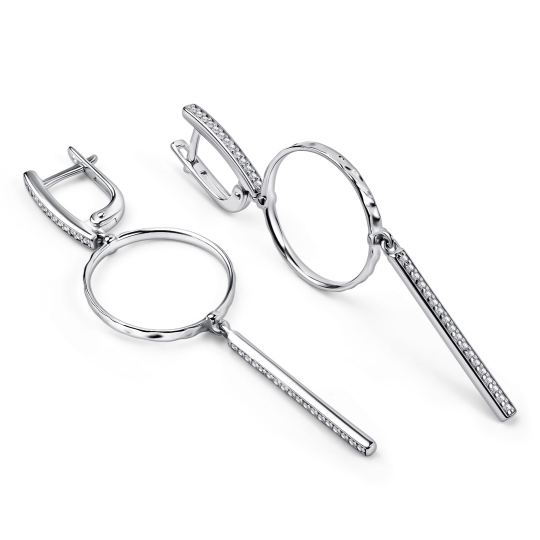 Серьги из серебра с фианитами