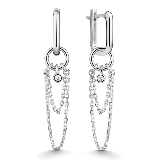 Серьги из серебра с перламутром и фианитами