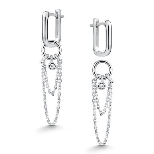 Серьги из серебра с перламутром и фианитами