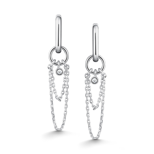 Серьги из серебра с перламутром и фианитами