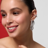 Серьга-кафф из серебра с фианитами