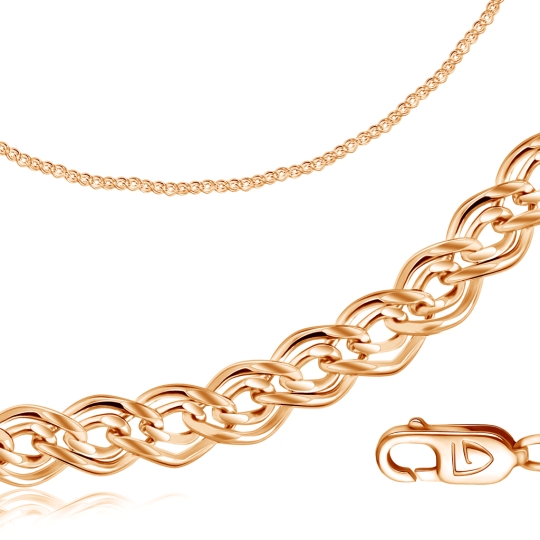 Цепь из золота плетения "Тройной ромб"