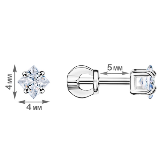 Серьги из серебра с бриллиантами и горным хрусталем