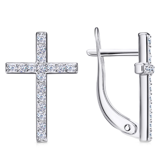 Подвеска-крест из серебра с фианитами