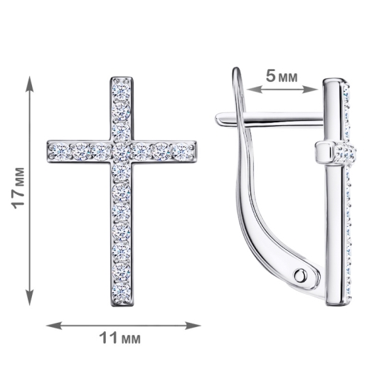 Подвеска-крест из серебра с фианитами