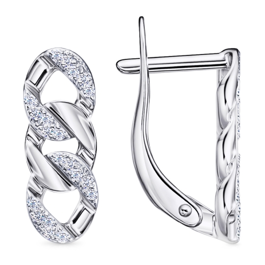 Серьги из серебра с фианитами