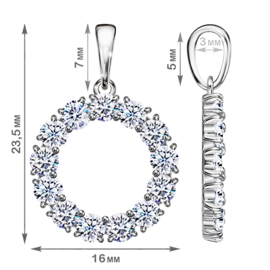 Серьги из серебра с фианитами