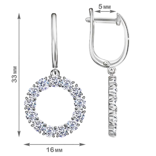 Серьги из серебра с фианитами