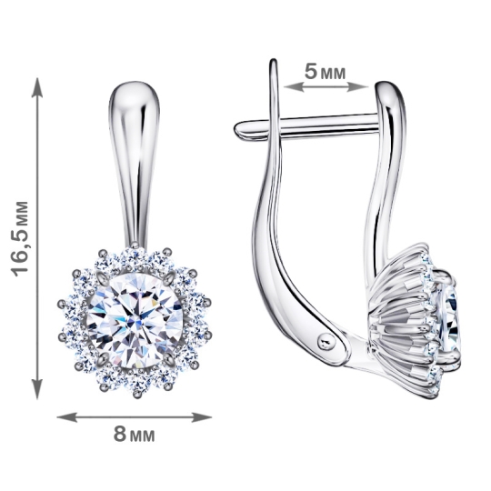 Серьги из серебра с фианитами