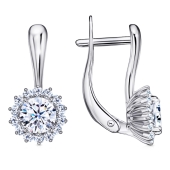 Серьги из серебра с фианитами