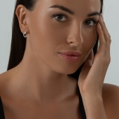 Серьги из серебра с гранатами и фианитами