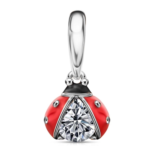 Серьги из серебра с эмалью и фианитами