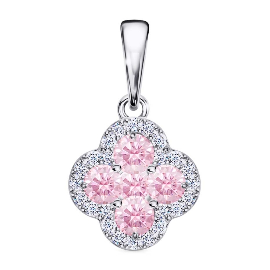 Подвеска из серебра с ювелирными кристаллами фианитами