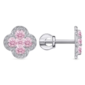 Серьги из серебра с ювелирными кристаллами и фианитами