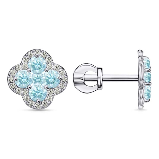 Серьги из серебра с фианитами