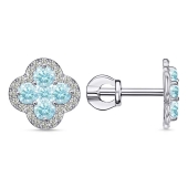 Серьги из серебра с ювелирными кристаллами и фианитами